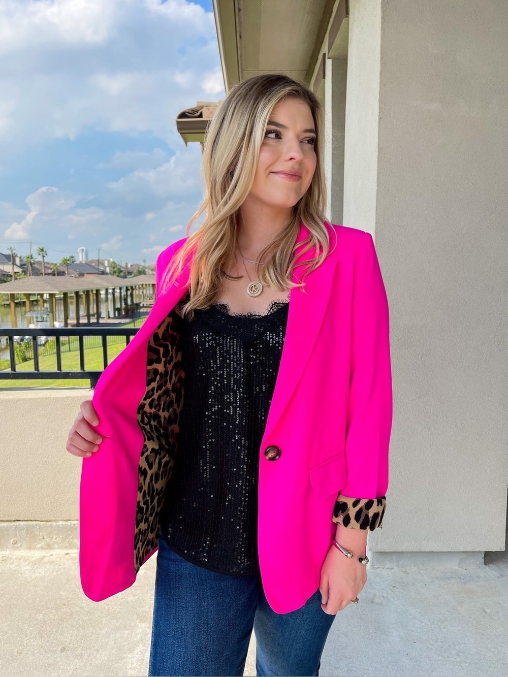 All Eyes On Me Leopard Animal Print Hot Pink Blazer Jacket small - Picture 4 of 7